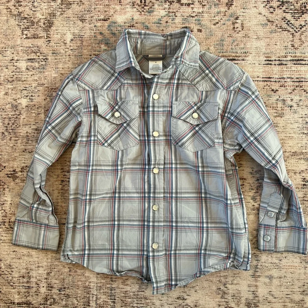 Gymboree Gray Plaid Button Down Shirt